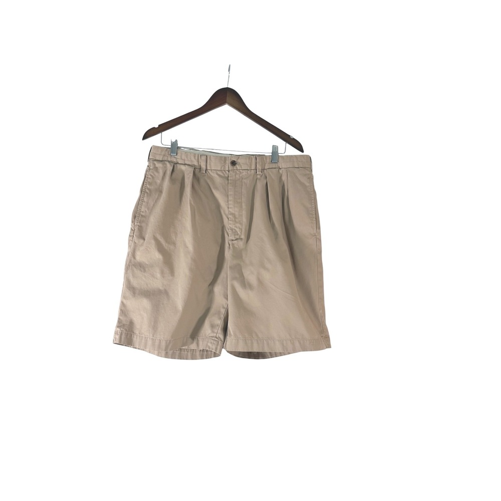 Polo Golf Ralph Lauren Mens 36 Tan Khaki Pleated Fairway Chino Shorts Cotton 9in